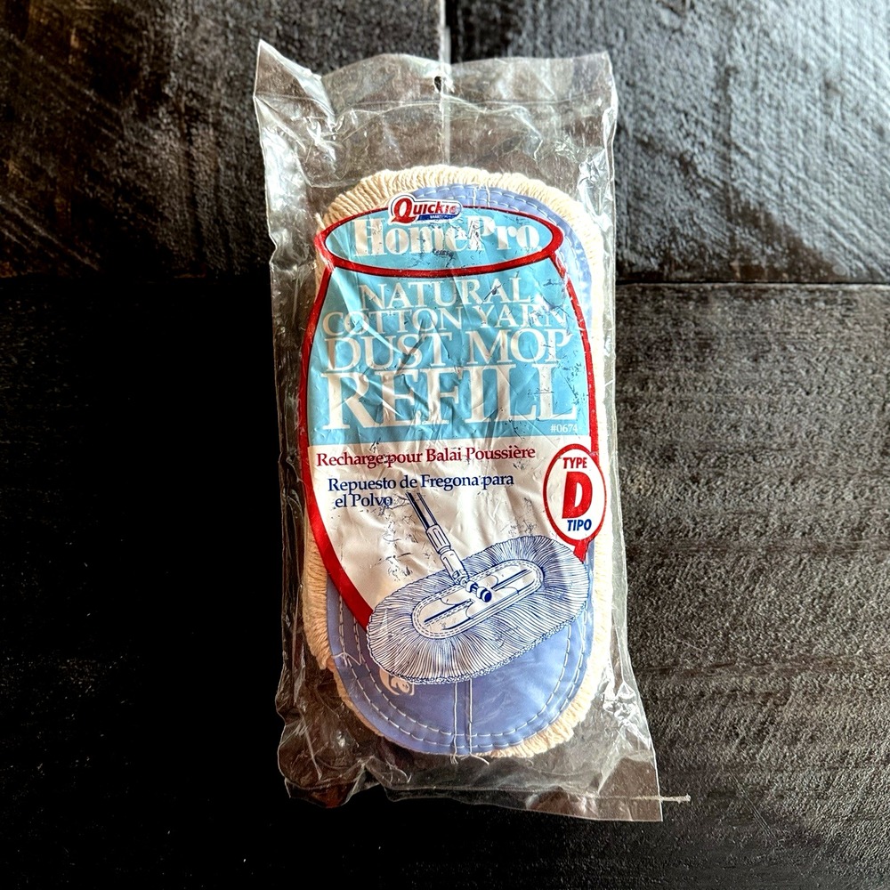 New Quickie Home Pro Dust Mop Refill Head 0674 Type D Cotton Yarn 067 065 Vtg